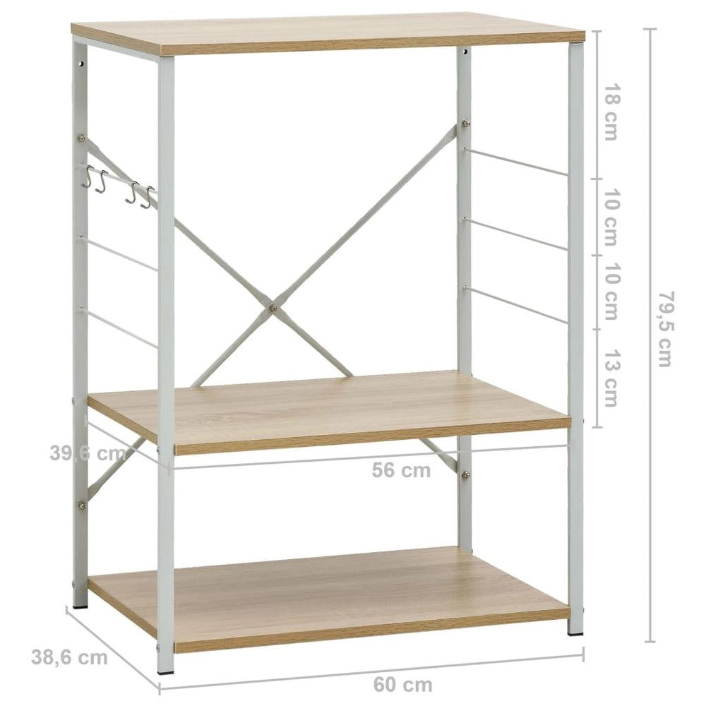Microwave Shelf, White Oak, 60x39.6x79.5 Cm, Engineered Wood