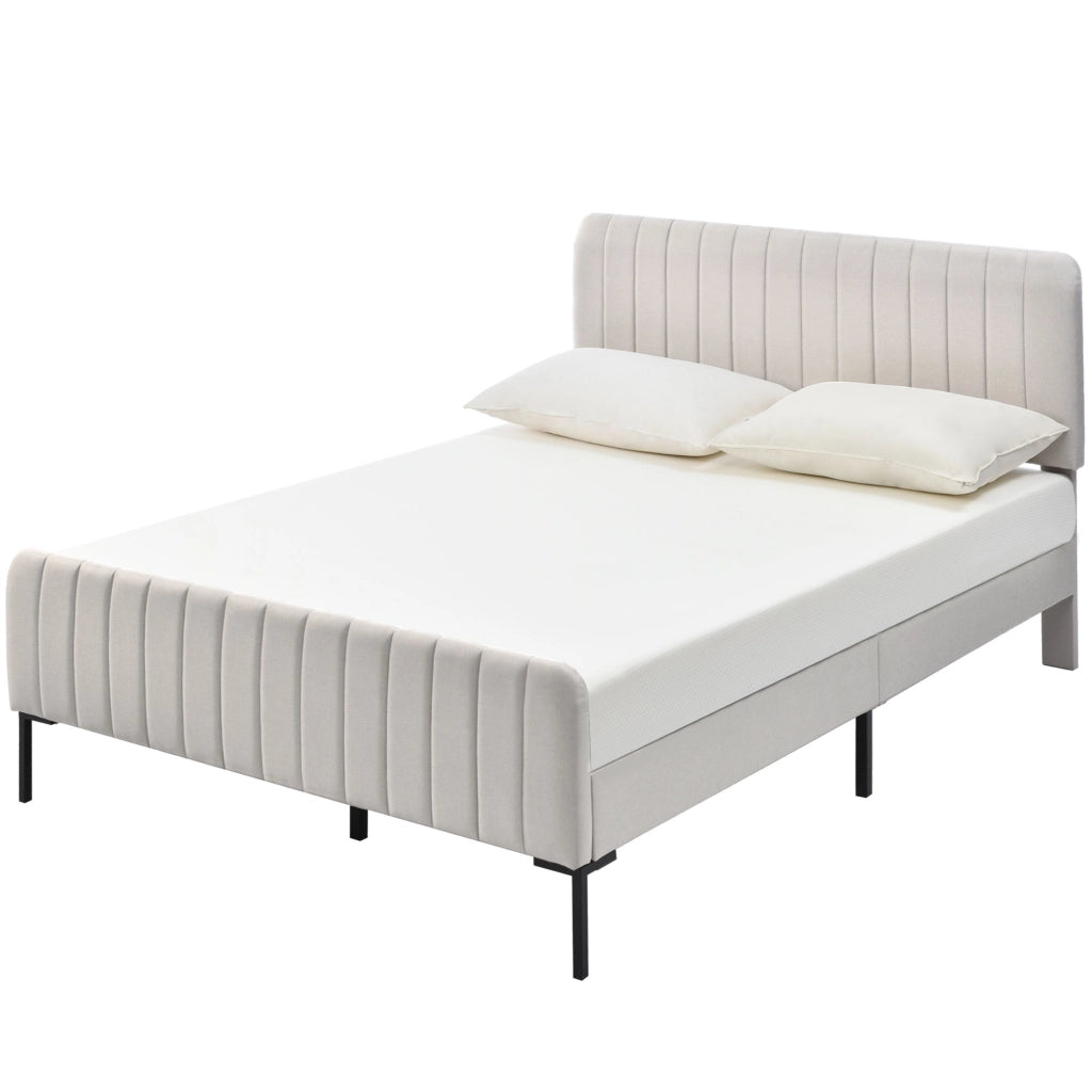 Letto matrimoniale imbottito 180x200 cm con rete a doghe e testiera regolabile