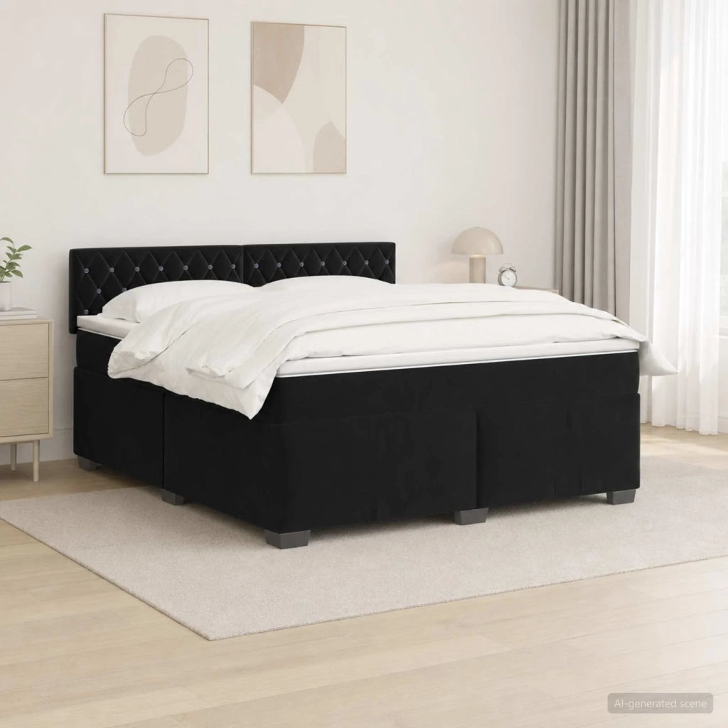 Letto con Box Spring, Materasso e LED Nero 180 x 200 cm Velluto 3452224