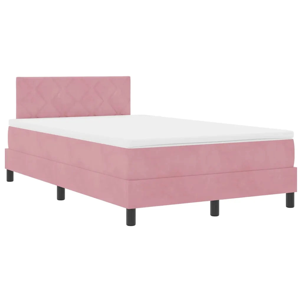Letto a molle con materasso Rosa 120 x 190 cm Velluto 3339229