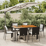 Set da Pranzo da Giardino 7 pz Nero con Cuscini in Polyrattan 3184990