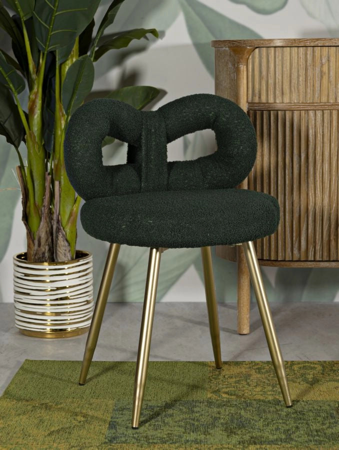 Sedia Mini Ilary Verde Ø40x67 cm in MDF e Spugna e Ferro e Poliestere Verde e Oro