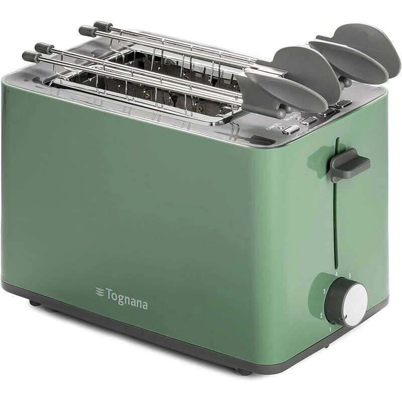 TOGNANA IRIDEA TOSTAPANE CON DOPPIA PINZA E RACCOGLIBRICIOLE 850W VERDE