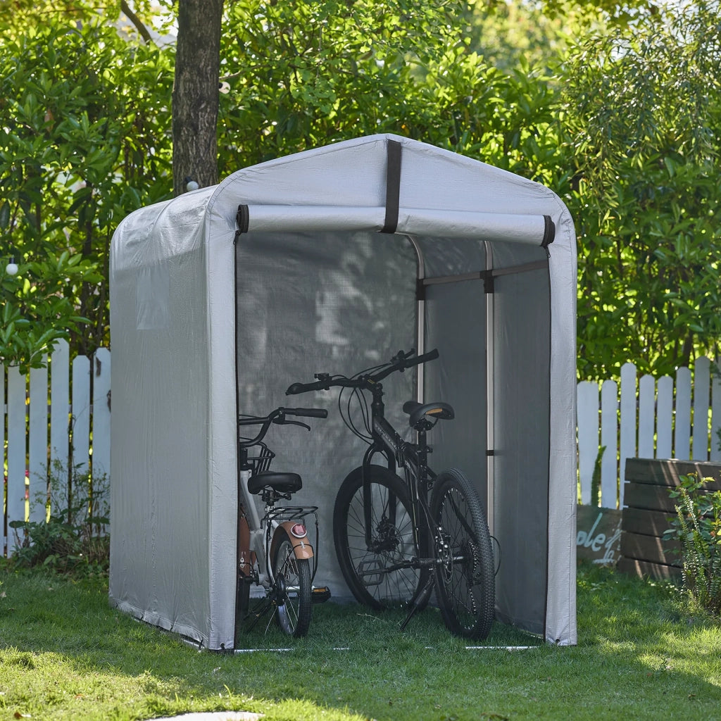 Sobuy Tela di ricambio per Garage Auto per Esterno, Tenda per Bicicletta, Casetta da Giardino, Box Moto Impermeabile, Tendone per Auto, Moto e Attrezzi, Argento, 120x176x163 cm, SDA11-SIL