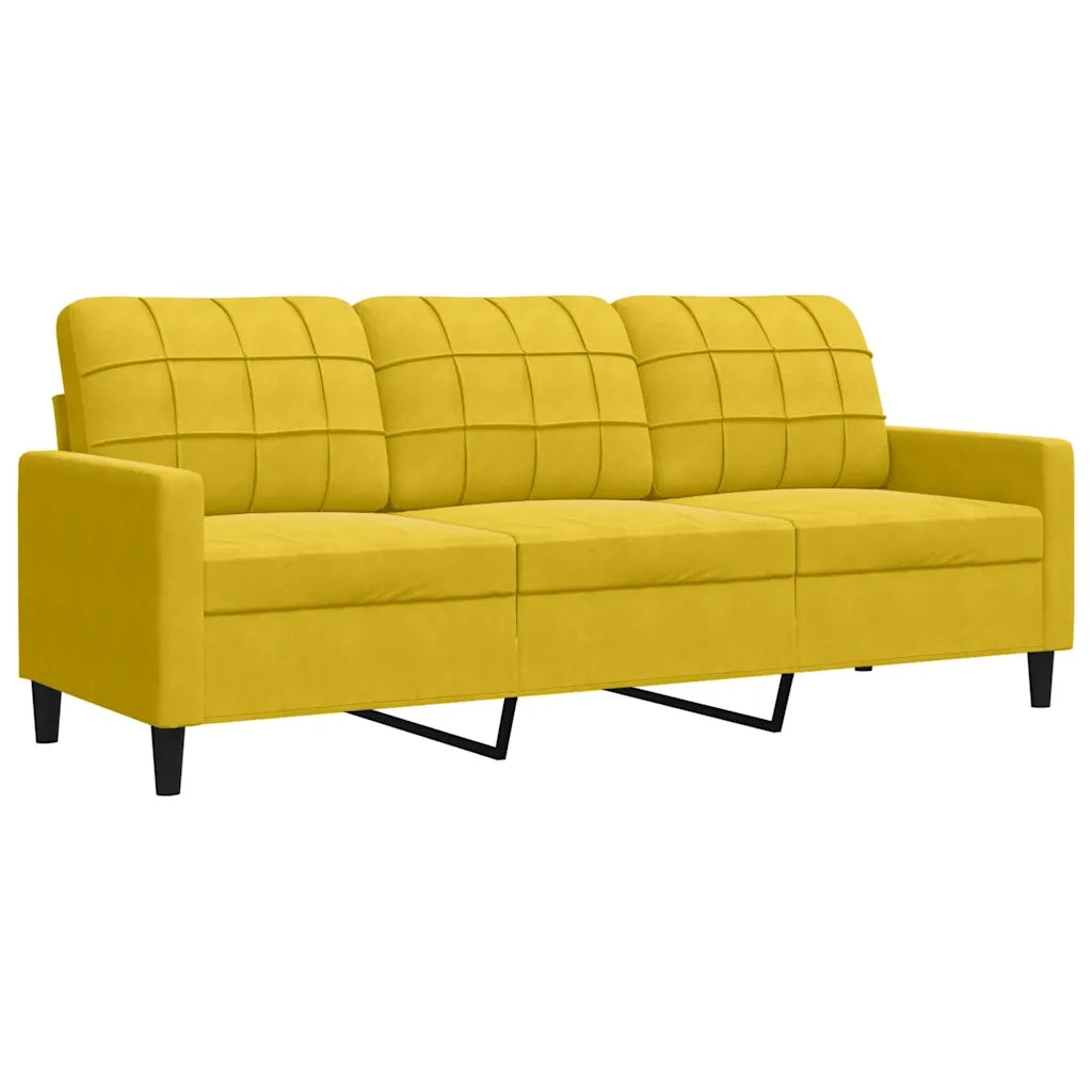 Set di Divani 3 pz con Cuscini e Rinforzi Giallo in Velluto 3278427