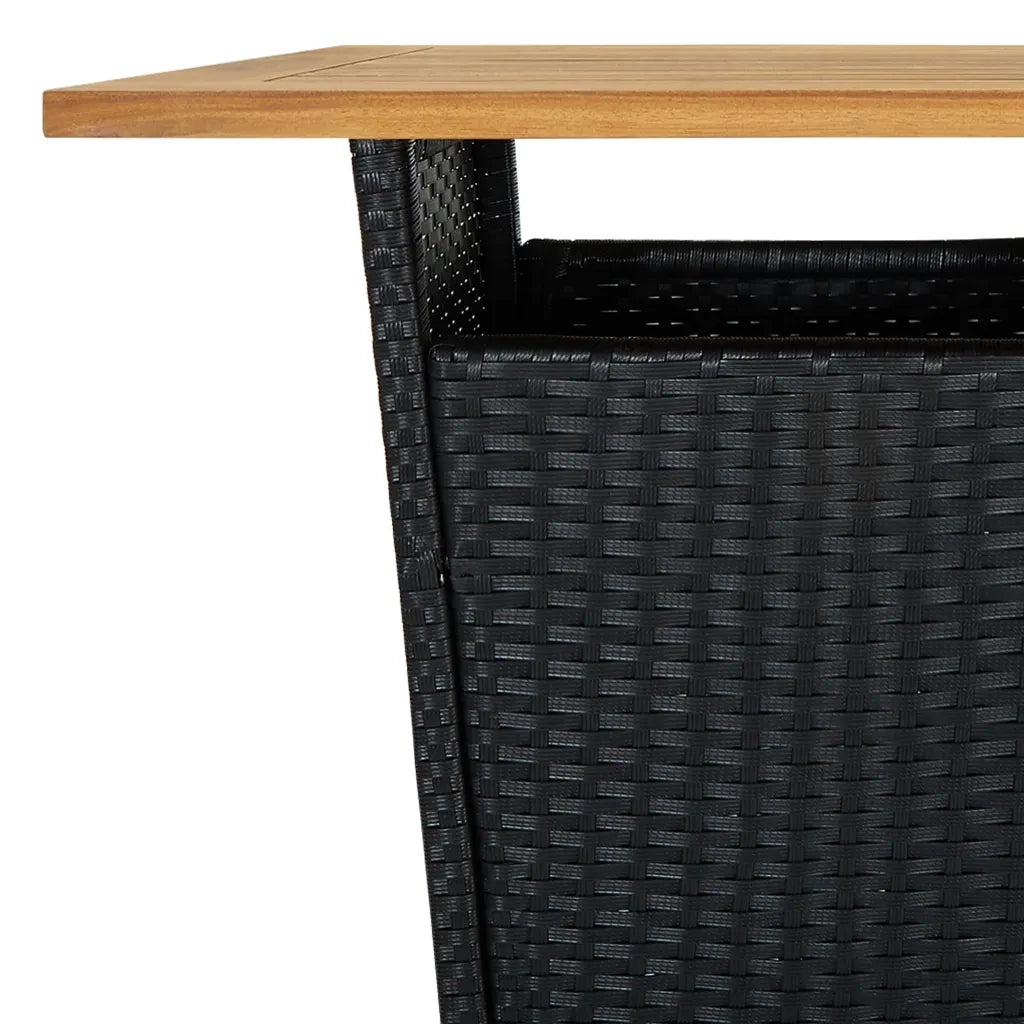 Set Bar da Giardino 3 pz con Cuscini in Polyrattan Nero 3261476