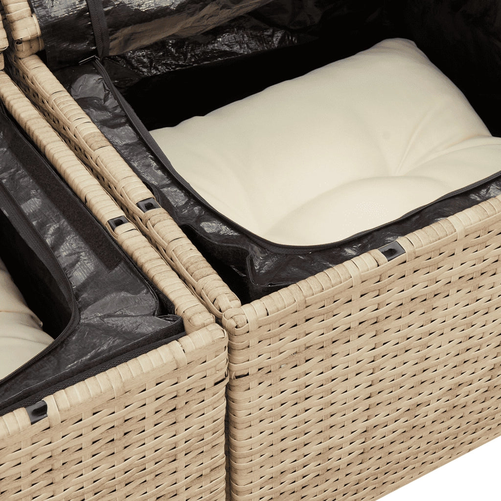 Set Divani da Giardino 7 pz con Cuscini Beige in Polyrattan 3255205