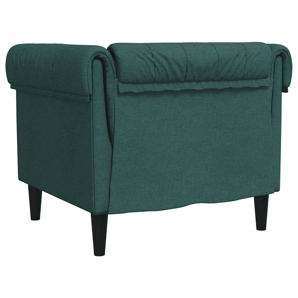 Poltrona Chesterfield Verde Scuro in Tessuto 372542