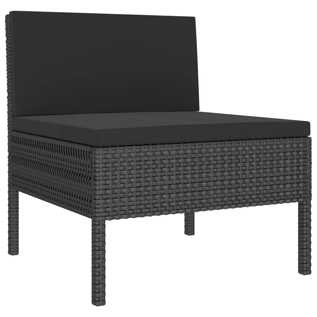 Set Divani da Giardino 3 pz con Cuscini in Polyrattan Nero 310187