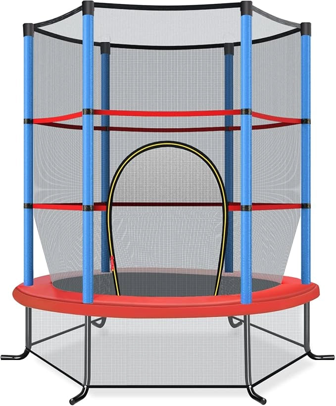 Trampolino Elastico Bambino in Acciaio, Tappeto Elastico Bambini da Esterno e da Interno, con Rete e Cusicnetti Antiscivolo