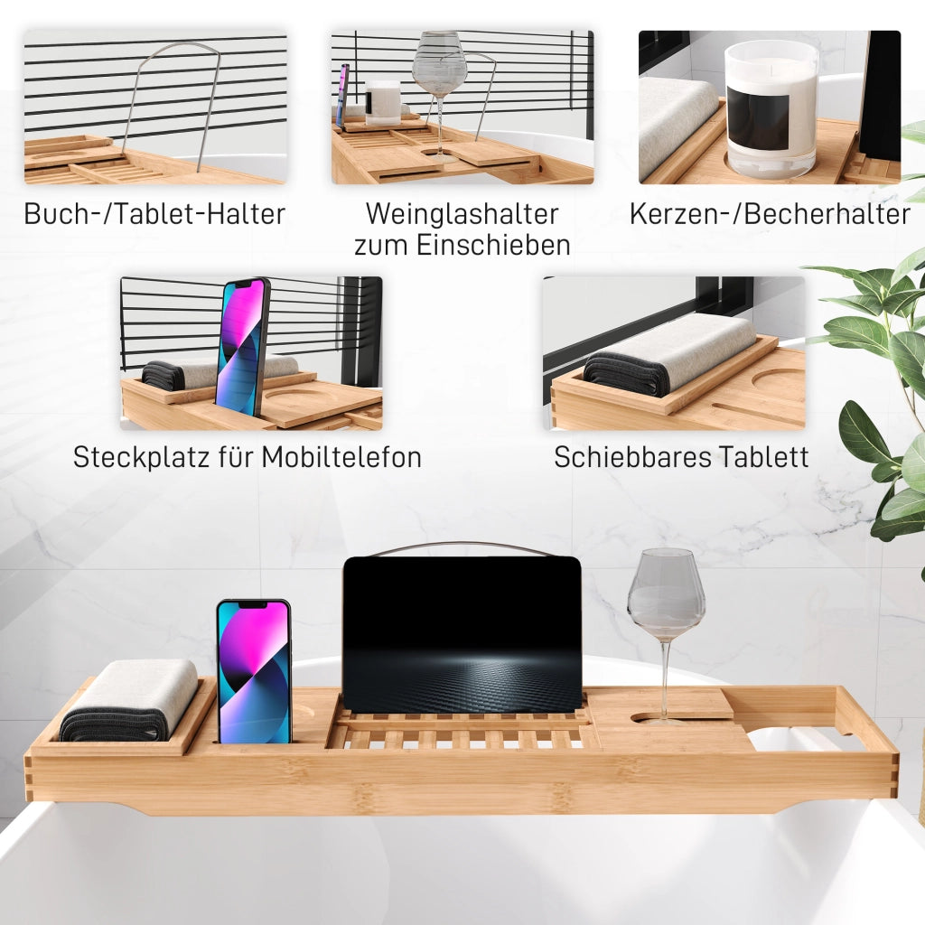 Tavoletta da bagno regolabile in bambu' ¨C Minimal ¨C per libro iPad telefono
