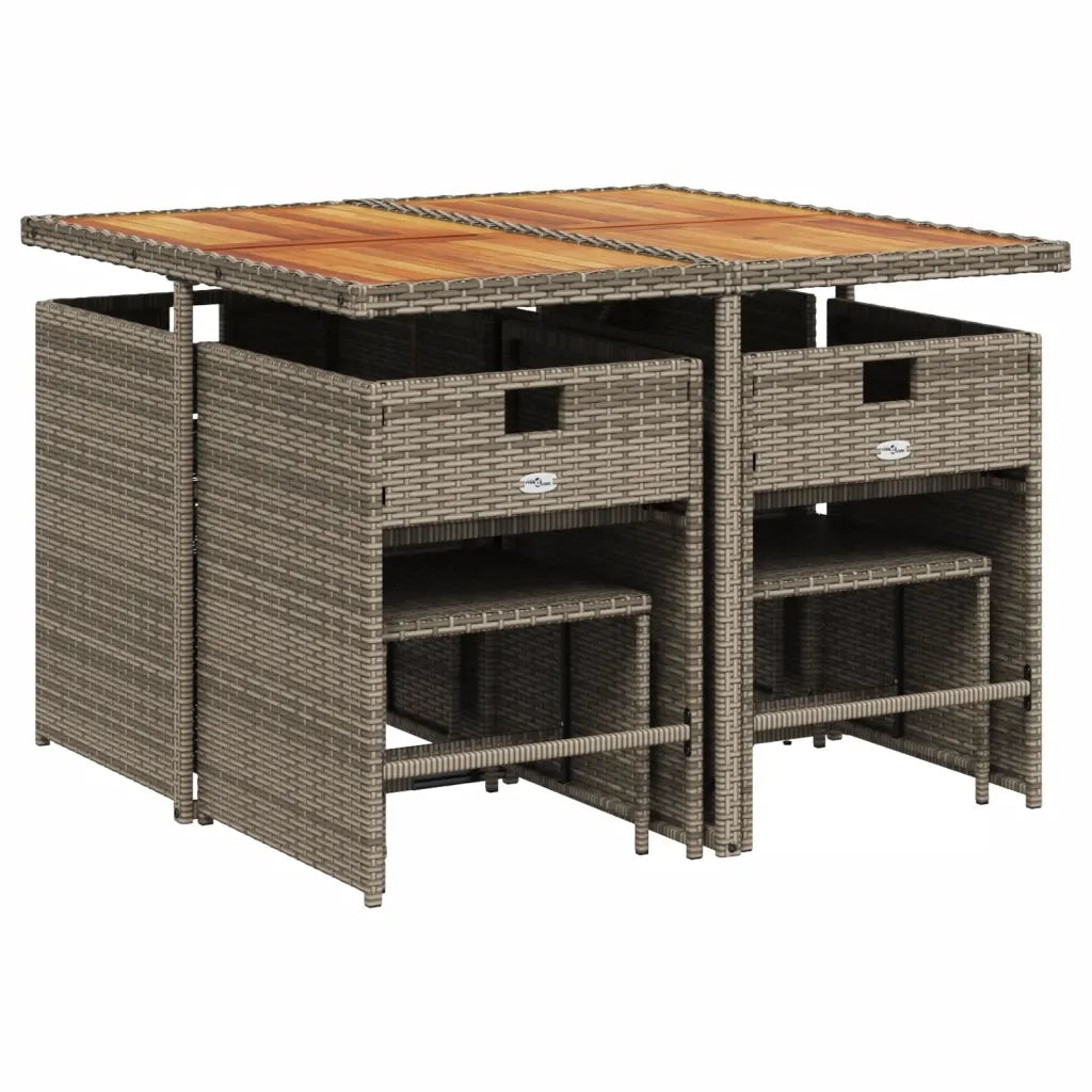 Set da Pranzo da Giardino 9 pz con Cuscini in Polyrattan Grigio 3277909