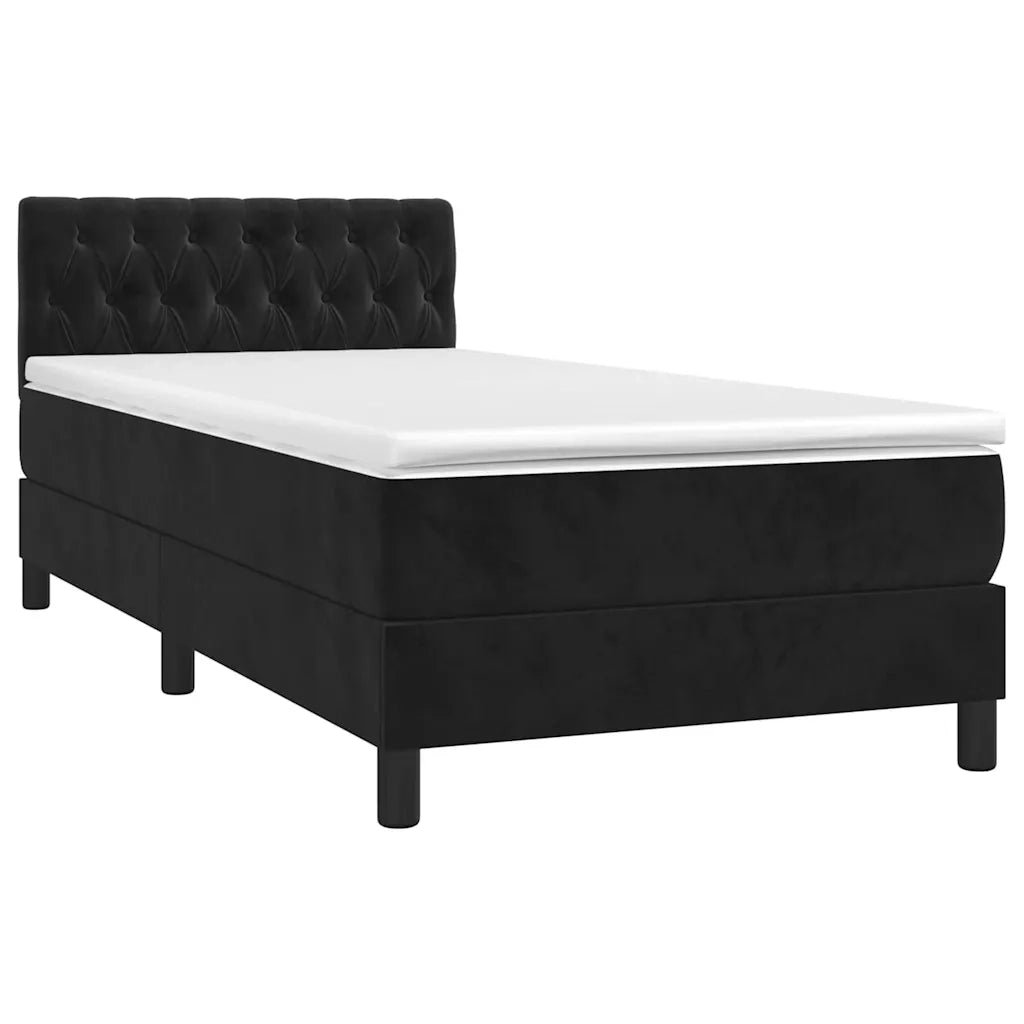 Letto a Molle con Materasso e LED Nero 90x200 cm in Velluto 3134563