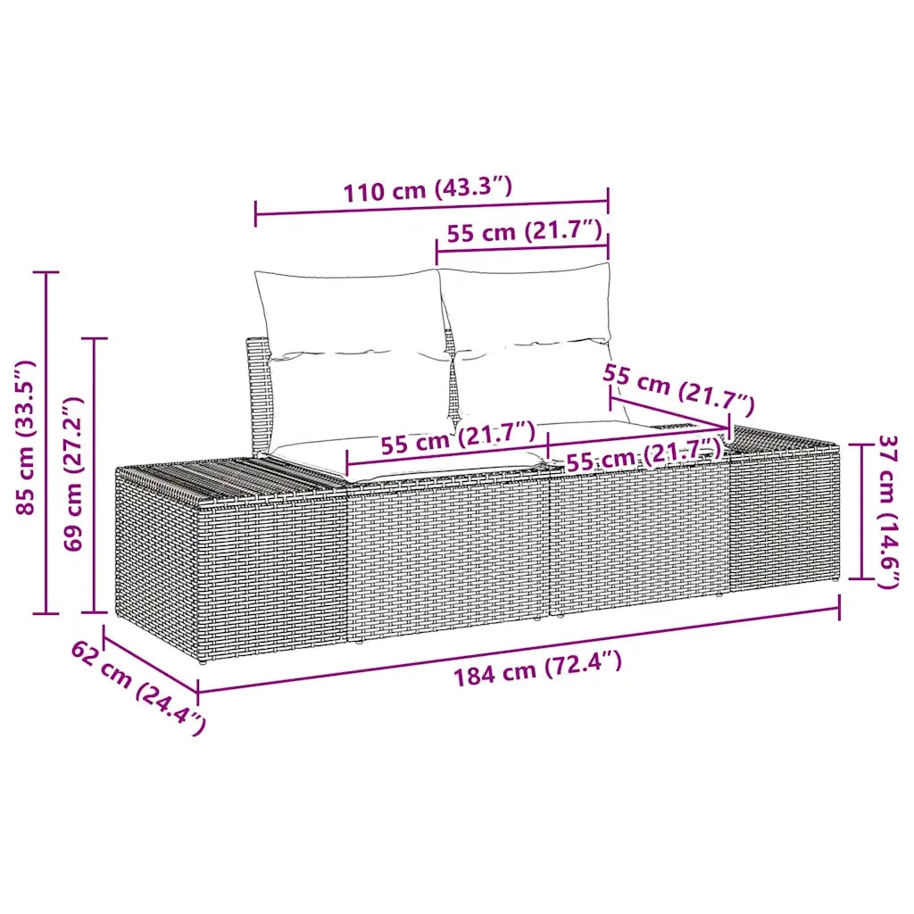 Set Divano da Giardino 7 pcs Beige e Grigio Chiaro polyrattan 3356579