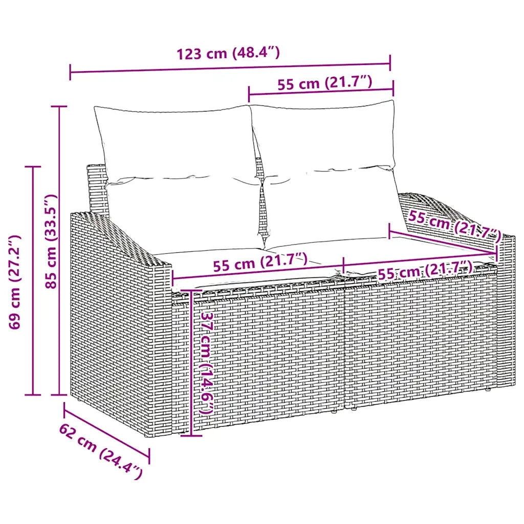 Set di divani con cuscino 4 pcs Grigio polyrattan 3359248