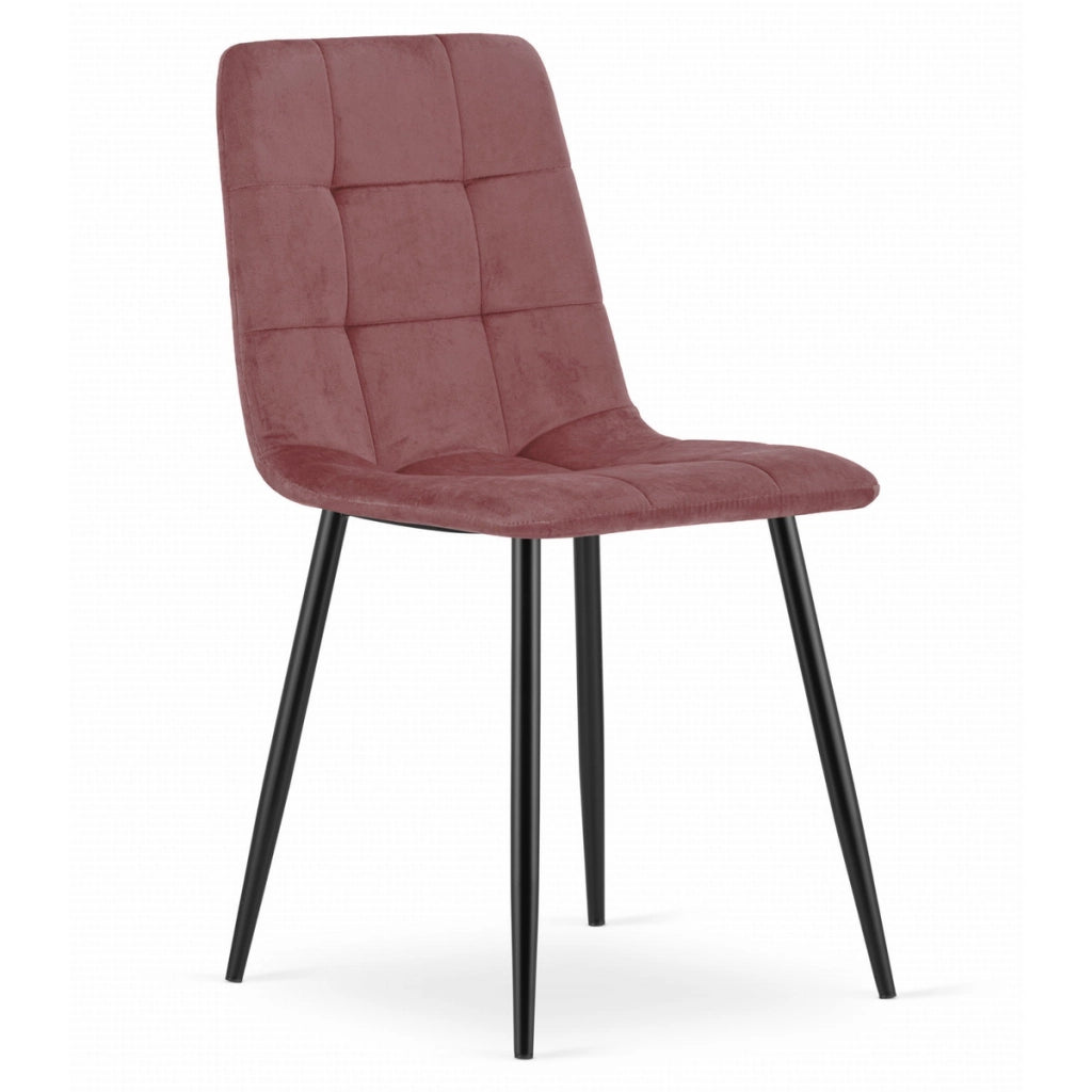 Sedia Kara in velluto rosa antico con gambe nere