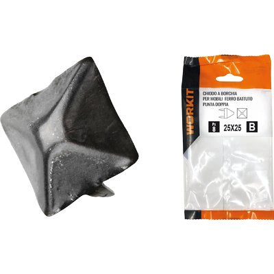 CHIODO A BORCHIA PUNTA DOPPIA SELF WORKIT - X MOBILI FERRO BATTUTO MM 15X15 CF=PZ 6- 2 confezioni