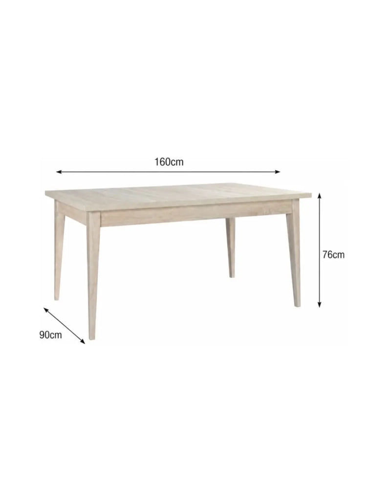 Sala da pranzo completa MALMO con tavolo 160 cm, buffet alto e scaffale a muro – Rovere chiaro e grigio