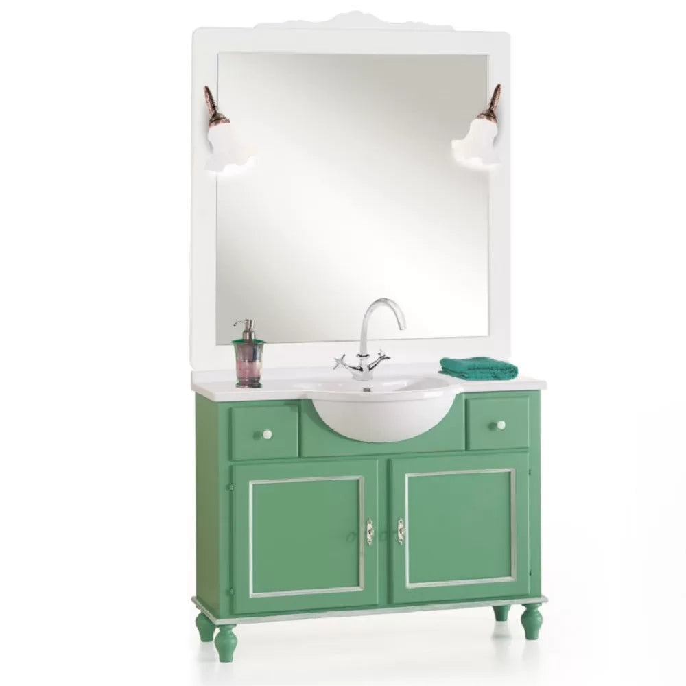 Mobile bagno in legno 2 porte e 2 cassetti verde salvia