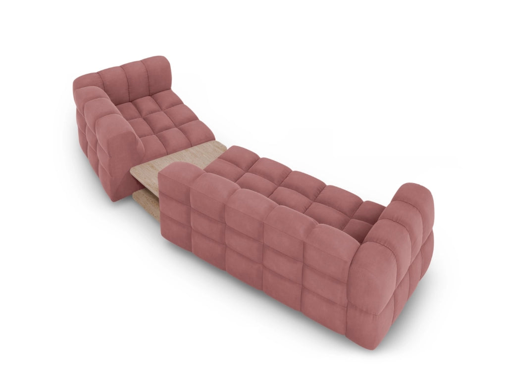 Cosmopolitan Design - Divano modulare destro "Sky" 3 posti in velluto salmone 