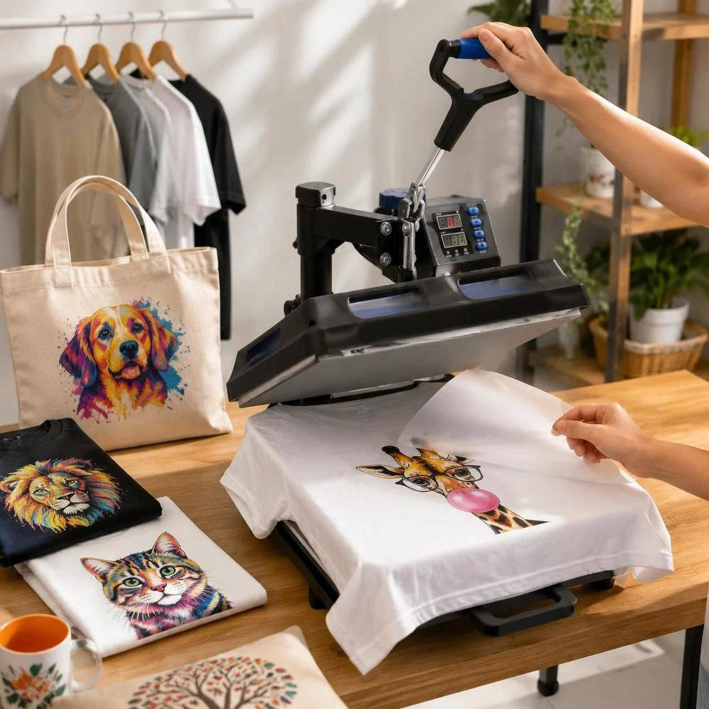 Heat Press Transfer Press 38x38cm 8 In 1 Tumbler Press T-Shirts Blue