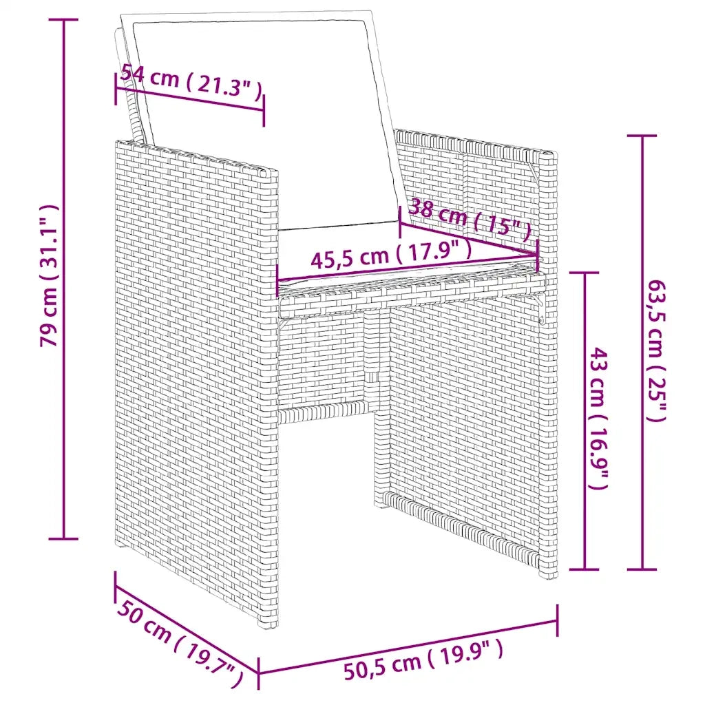 Set da Pranzo da Giardino 9 pz con Cuscini Beige in Polyrattan 3277785