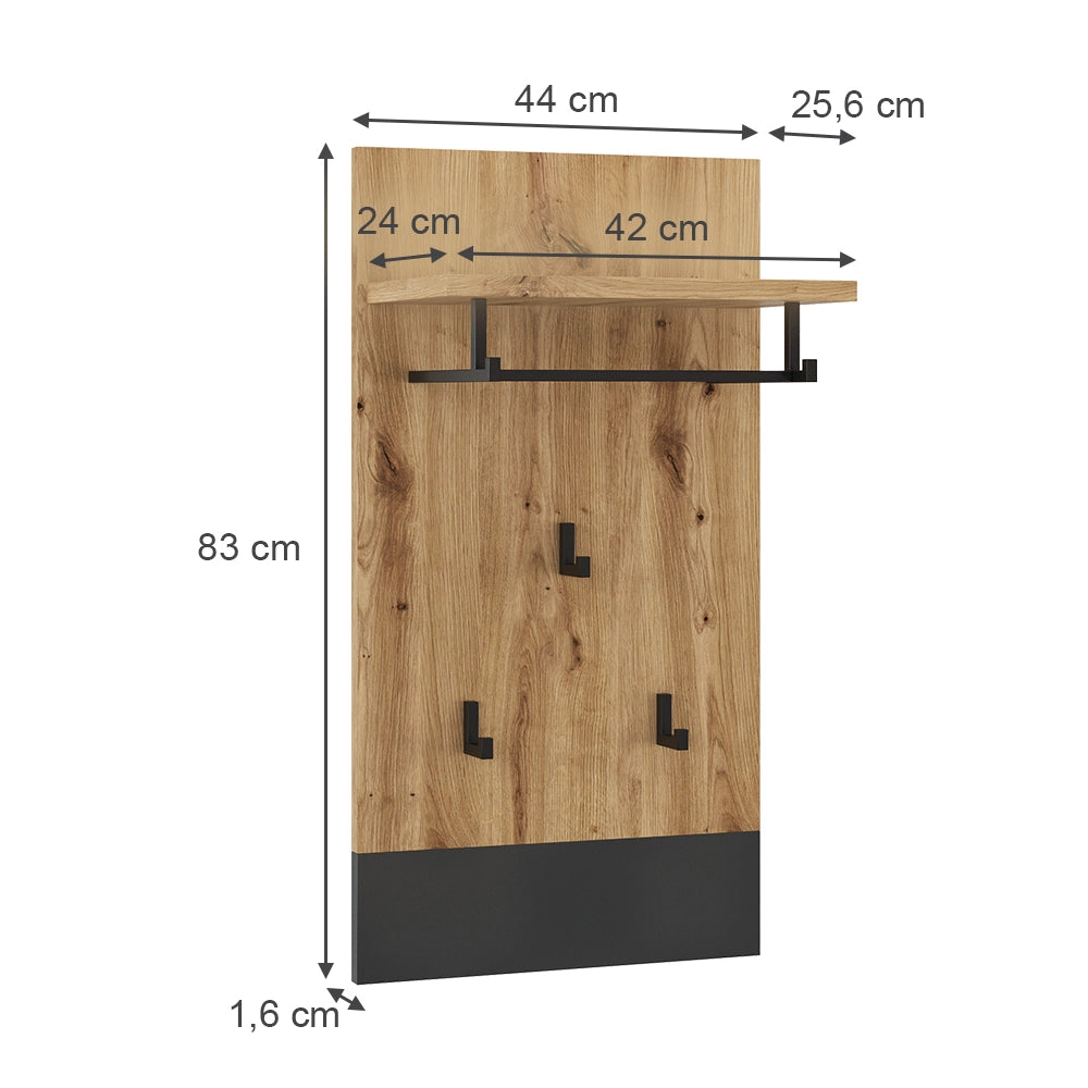 Vicco Appendiabiti da parete Antracite 44 x 83 cm