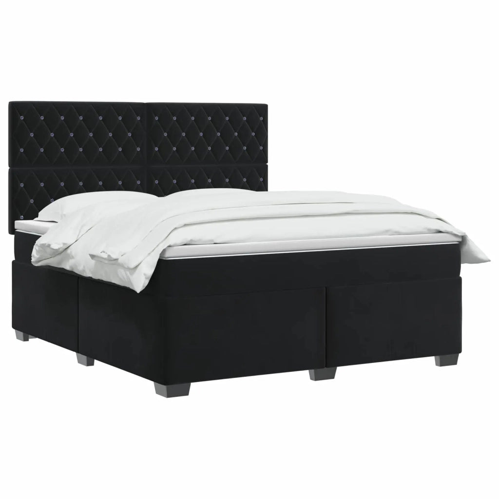 Letto box spring con materasso Nero 180 x 200 cm Velluto 3455152