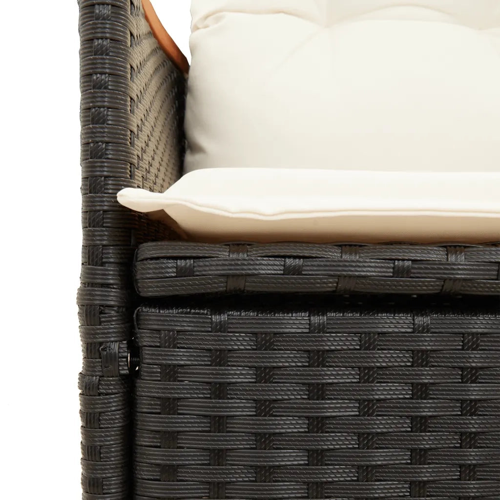 Set da Pranzo da Giardino 9 pz con Cuscini Nero in Polyrattan 3276838