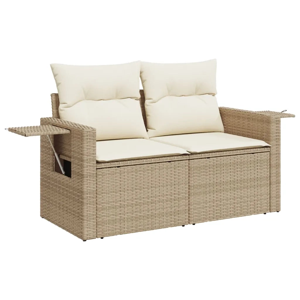 Set Divano da Giardino 10 pz con Cuscini Beige in Polyrattan 3224707
