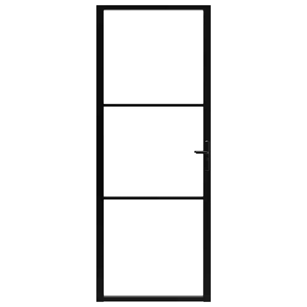 Porta da Interno ESG Vetro e Alluminio 76x201,5 cm Nera