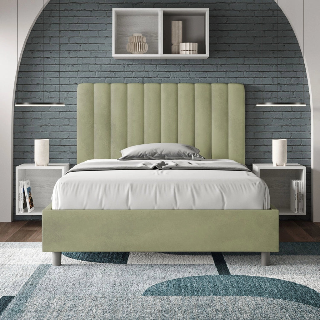 Letto 1 Piazza e Mezzo 120x200 cm con Rete Agueda Tè verde