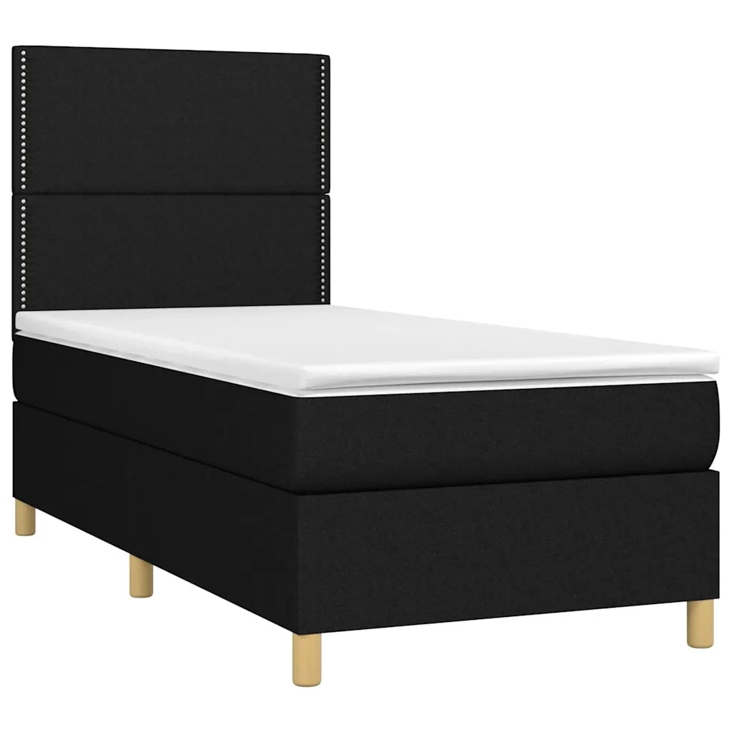 Letto a Molle con Materasso e LED Nero 100x200 cm in Tessuto 3135335