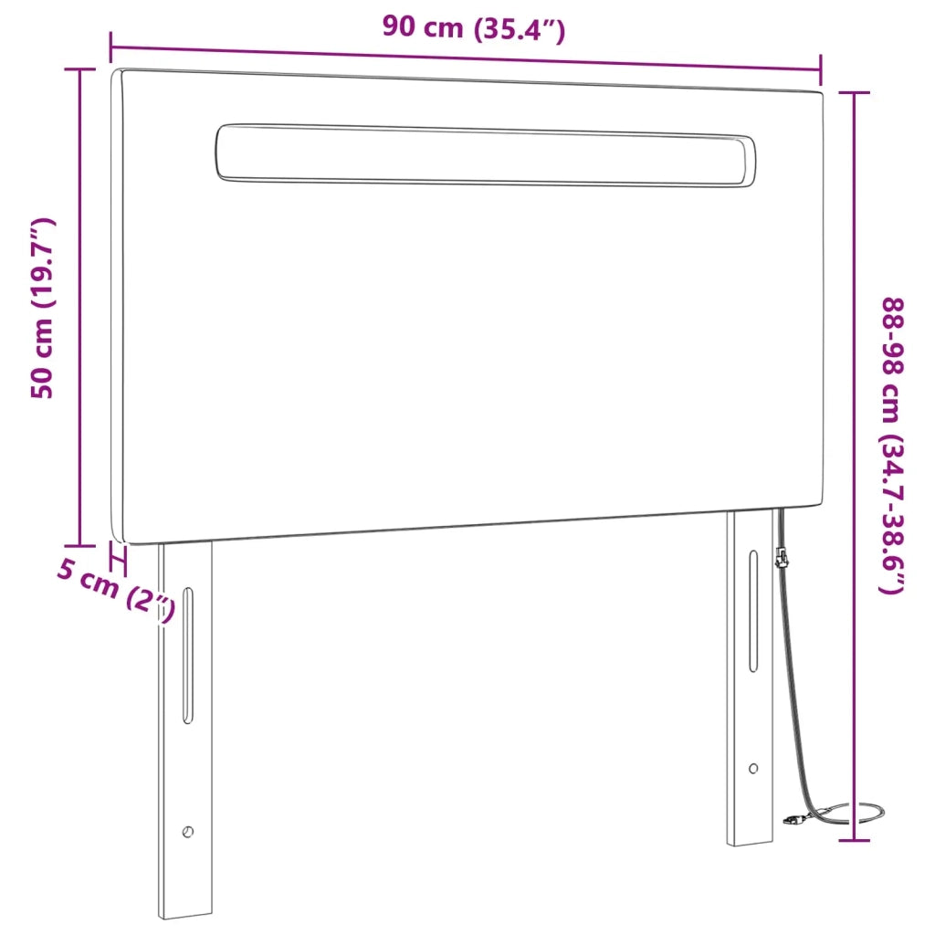 Testiera LED Cappuccino 90 cm Pelle Sintetica 42007296
