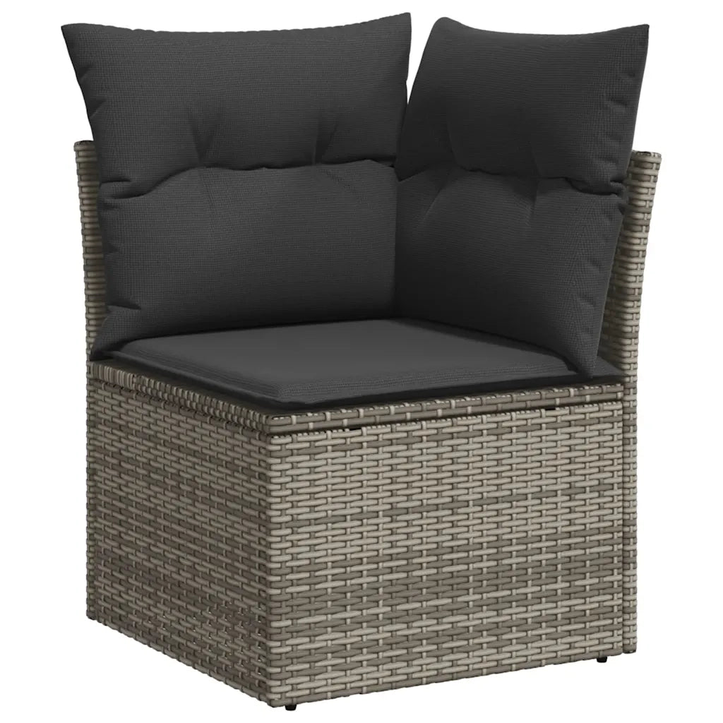 Set Divano da Giardino 10 pz con Cuscini Grigio in Polyrattan 3223089