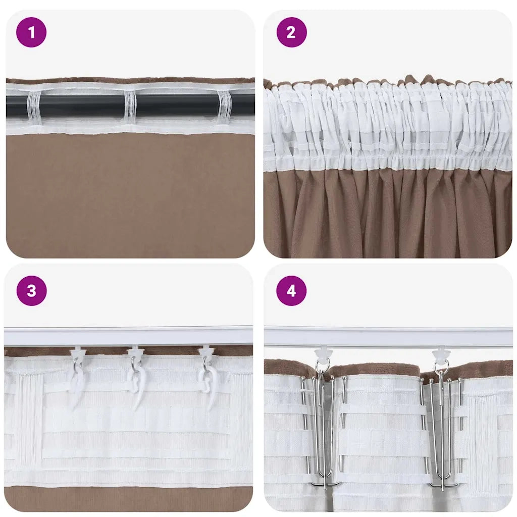 Tende in Velluto 2 pcs Cappuccino 260 x 140 cm Velluto 4107707
