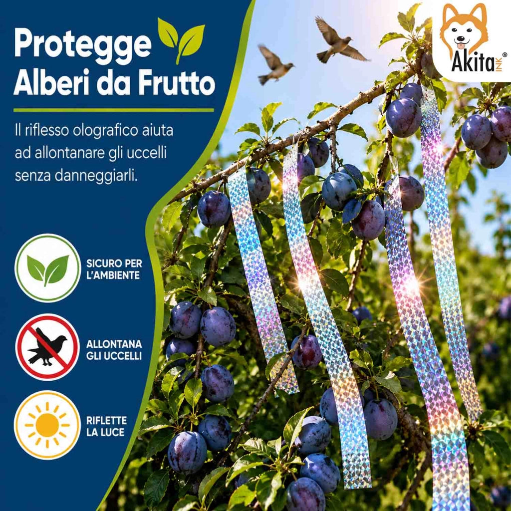 Akitaink Nastro Antiuccelli Riflettente 4,8 cm x 80 m