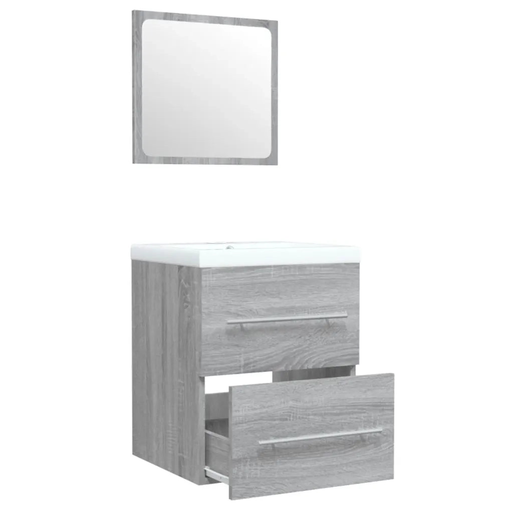 Mobile Bagno e Lavabo Integrato Grigio Sonoma Legno Multistrato