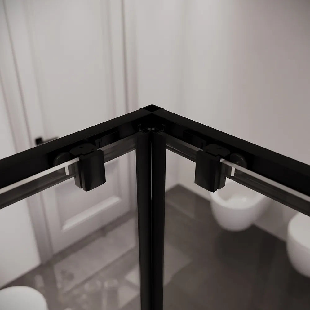 Box doccia 70x120 cm angolare doppio scorrevole profili neri vetro trasparente h190 | Java
