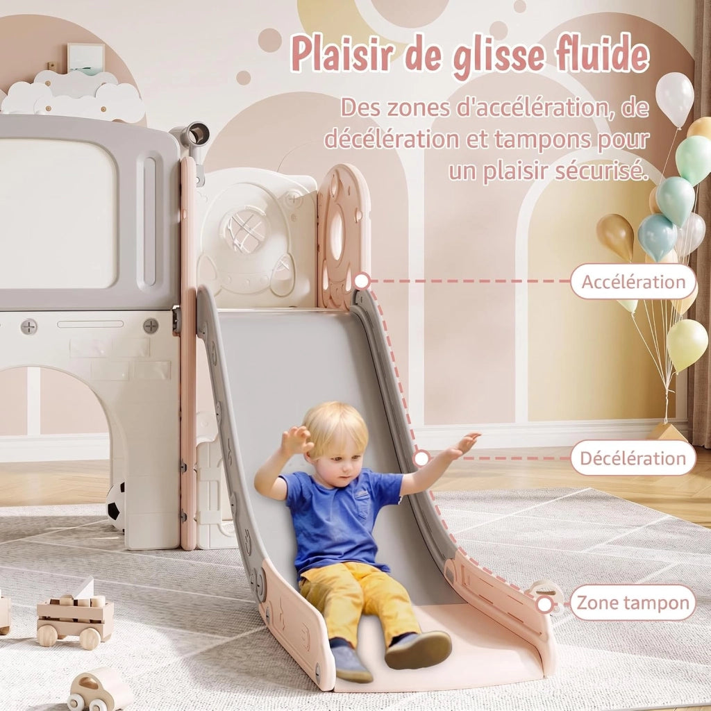 Scivolo per bambini da interno ed esterno; 141 x 99 x 149 cm; rosa