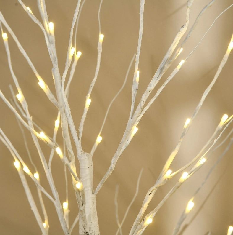 Betulla artificiale con LED, rami flessibili in plastica e metallo, 150 cm, bianca
