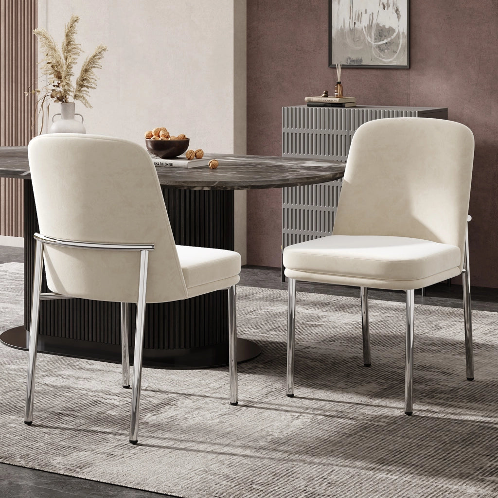 Set sedie da pranzo in velluto beige