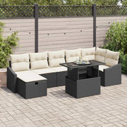 Set Divano da Giardino con cuscino 8 pcs Nero Poly Rattan 3359844