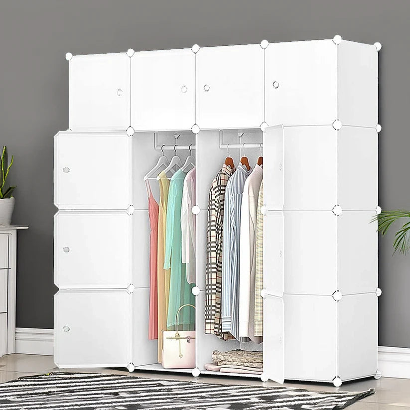 Armadio modulare 147x147x37 cm, perfetto per vestiti e accessori.