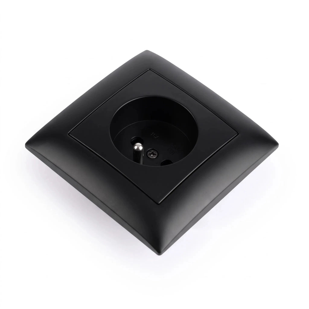 Presa Singola Con Messa A Terra E Placca Oste Jnh001-g Black