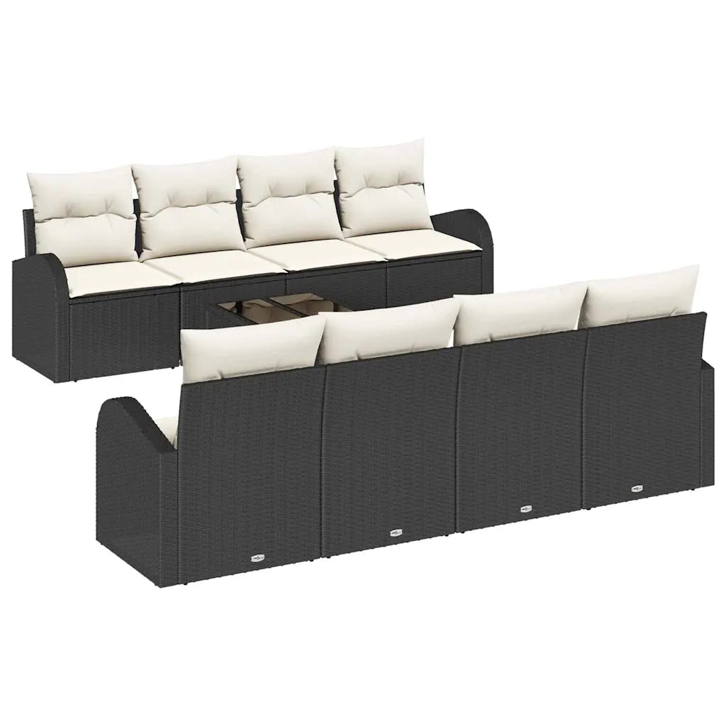Set Divano da Giardino 9 pcs Nero e Crema polyrattan 3354636