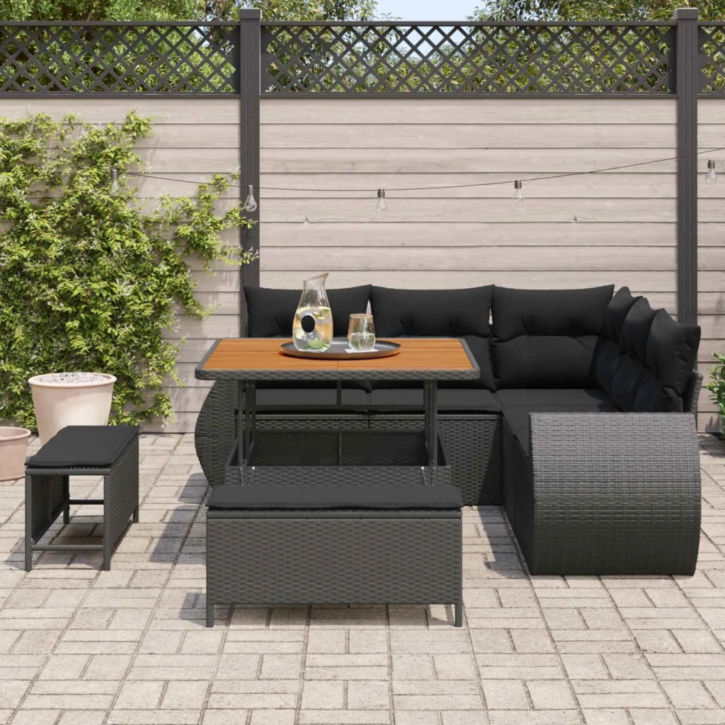 Set Divano da Giardino con cuscino 8 pcs Nero polyrattan 3363814