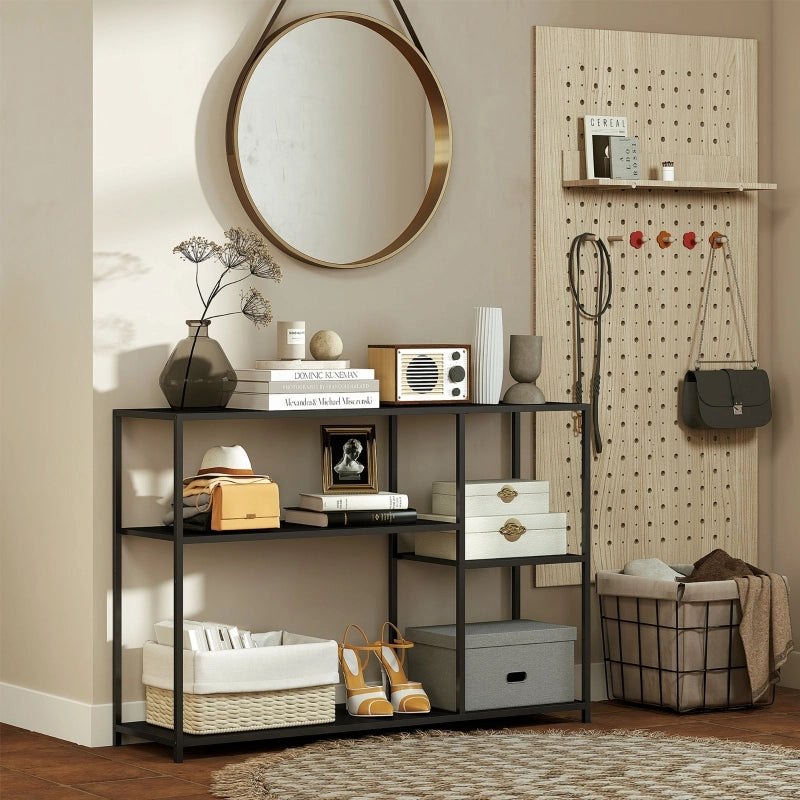 Consolle 110x30x75 cm con ripiani in acciaio nero