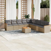 Set Divano da Giardino 10 pz con Cuscini Beige Misto Polyrattan 3226066