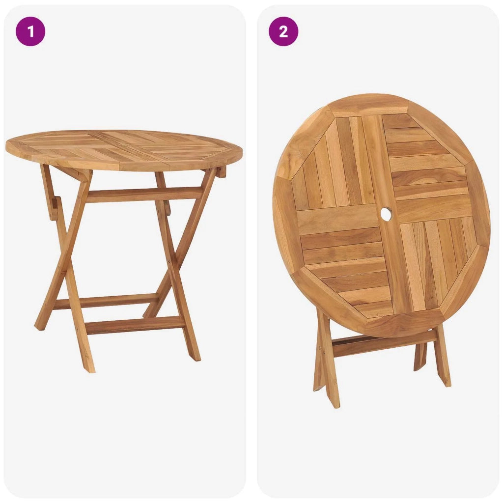 Set Bistro da Giardino Pieghevole 3 Pezzi Naturale 3434097